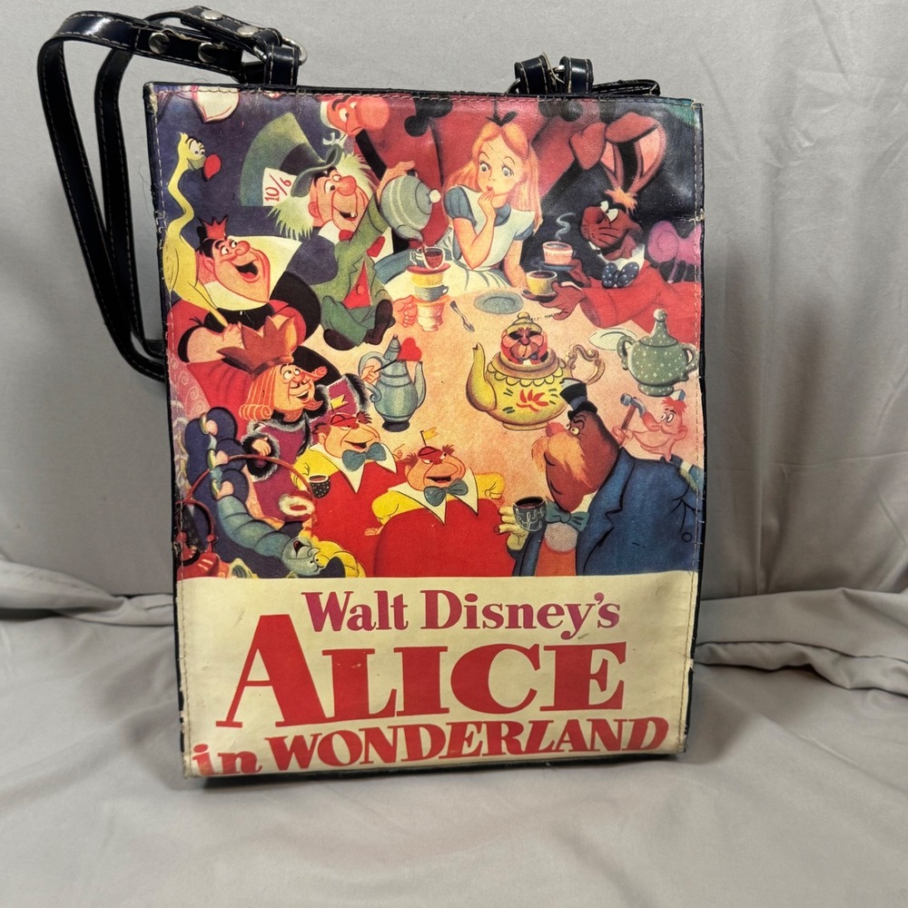 Disney Alice in Wonderland Tote Bag Women OS Navy Excellent Y2K Mad Tea Party